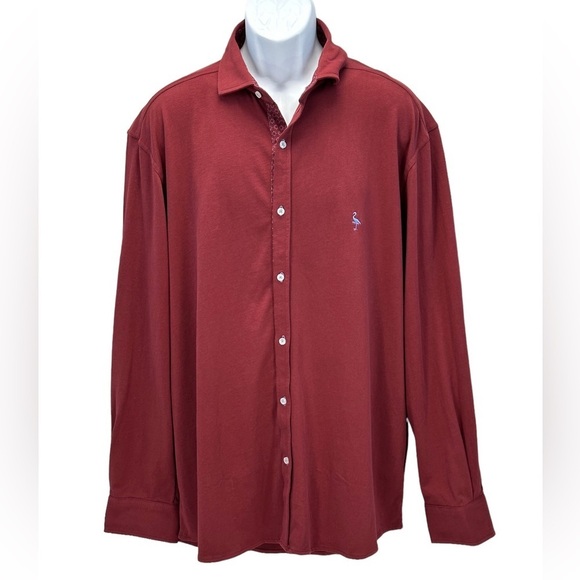 Tailorbyrd Long Sleeve Button Down Sport Shirt - Burgundy Red - size XL